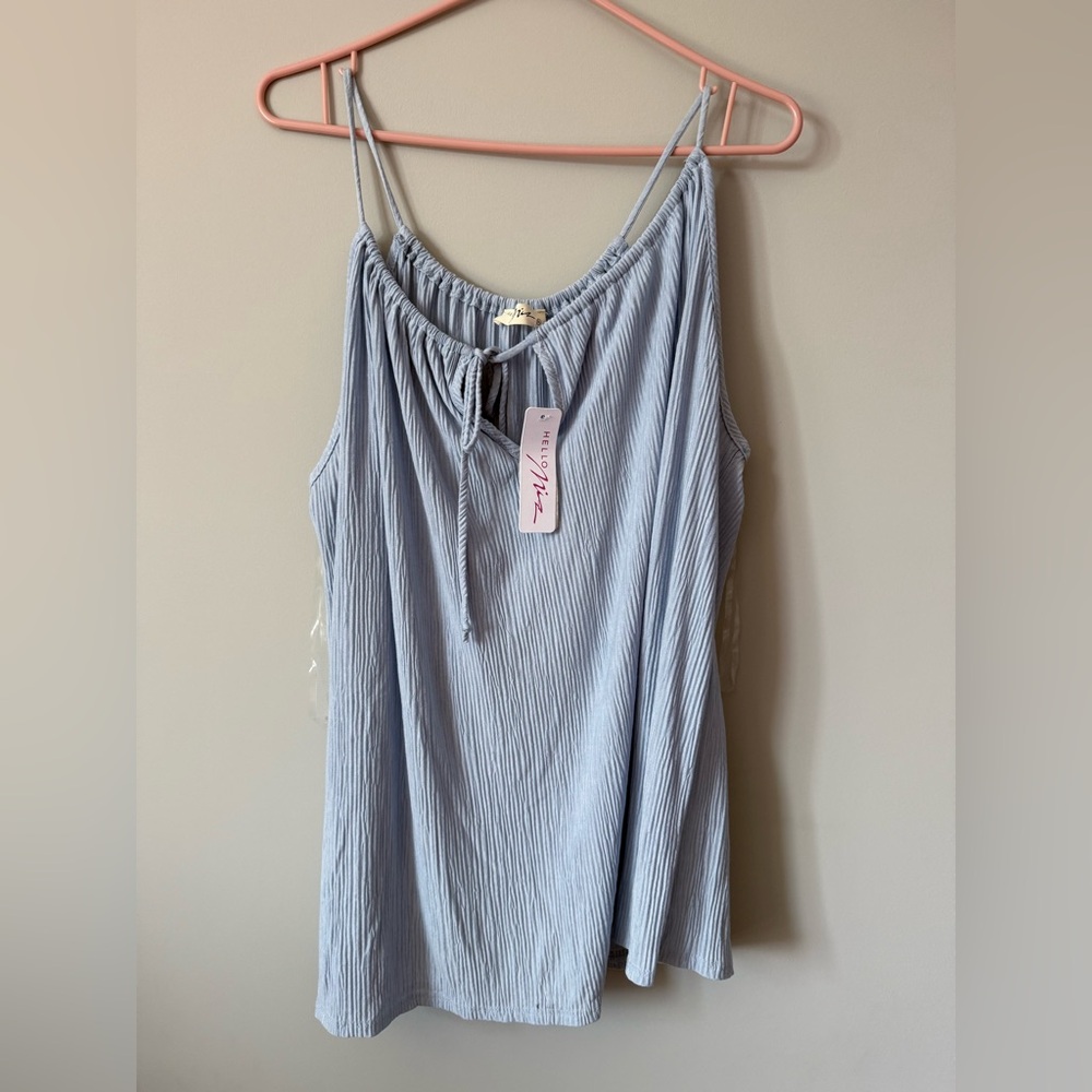 Hello MIZ Light Blue Pleated Camisole with Bow